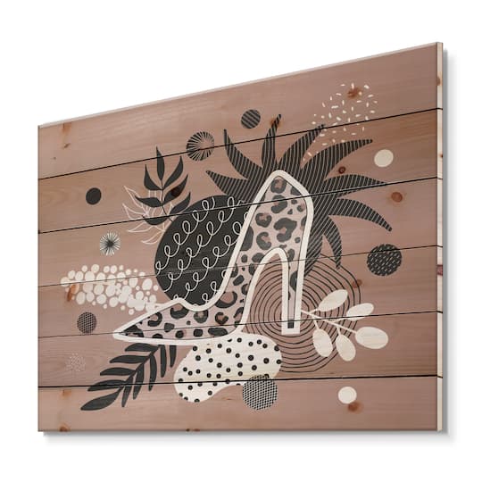 Designart - Leopard High-Heeled Shoes Tropical Leaves